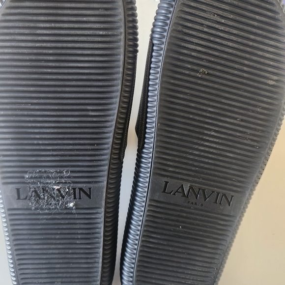 Lanvin Black Slides with Multicolor Logo - Picture 4 of 7